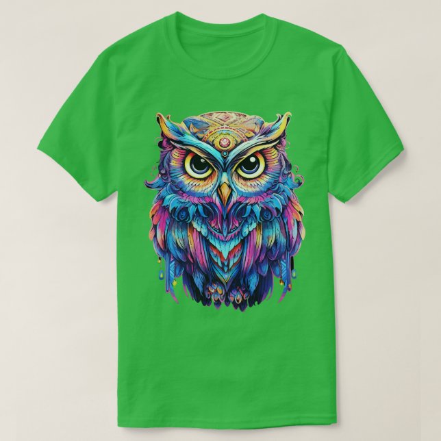 Luminous Nocturne Holographic Owl Splendour 2 T-Shirt (Design Front)