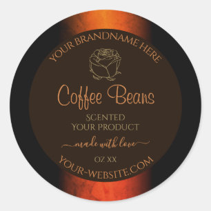 Luminous Orange Brown Marble Product Labels Floral
