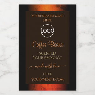 Luminous Orange Brown Marble Product Labels Logo