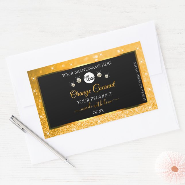 Luminous Orange Glitter Black Product Labels Logo  (Envelope)