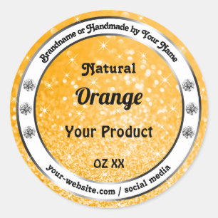Luminous Orange Sparkling Glitter Product Labels