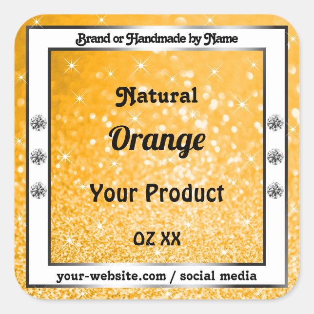 Luminous Orange Sparkling Glitter Product Labels (Front)