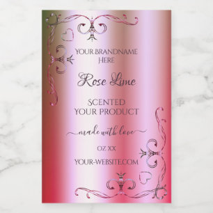 Luminous Pink Green Gradient Ornate Product Labels