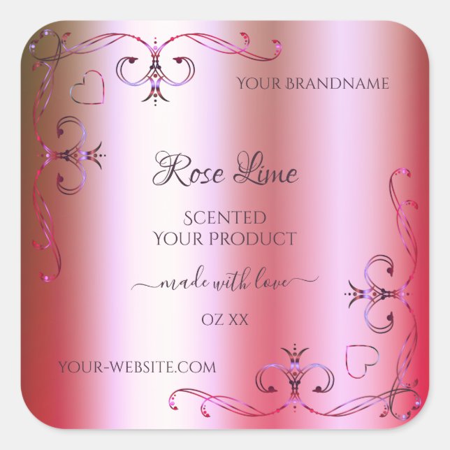 Luminous Pink Green Gradient Ornate Product Labels (Front)