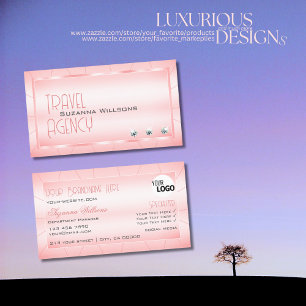 Luminous Pink with Diamonds and Logo Luxe Glamour Business Card
