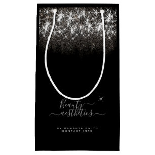 Luminous Platinum Silver Glitter Elegant Beauty Small Gift Bag