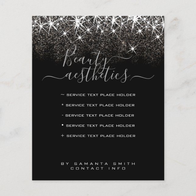 Luminous Platinum Silver Glitter Elegant Flyer (Front)