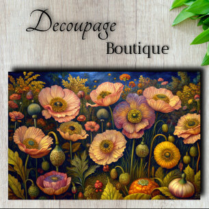 Luminous Poppies Bloom Decoupage Tissue Paper