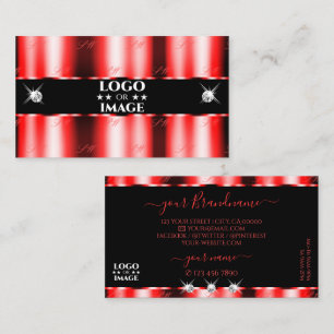 Luminous Red Black Sparkle Jewels Add Logo Stylish Business Card