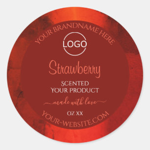 Luminous Red Marble Pattern Product Labels Logo