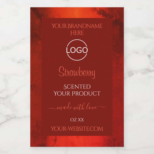 Luminous Red Marble Pattern Product Labels Logo (Single Label)