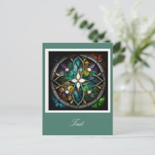 Luminous Stained Glass Cross Postcard