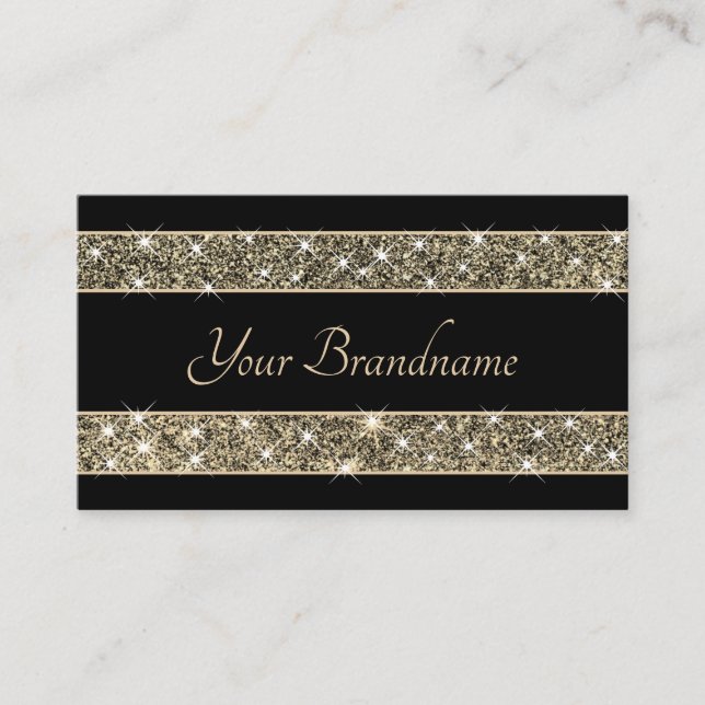 Luminous Stars Gold Glitter Sparkle Glamour Bling Business Card (Front)