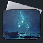 Luminous Stars Laptop Sleeve<br><div class="desc">Scenic image of the icy north as seen at night. Shining stars and celestial forms can be seen twinkling overhead, glowing and luminous. They brighten the rocky terrain down below. Dark blue shadows are cast on the rocks and ice in the distance.</div>
