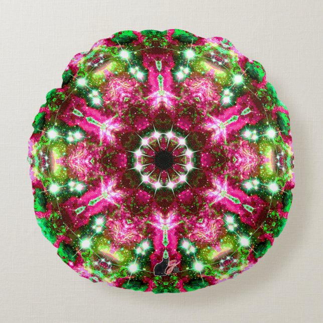 Luminous Stellar Kaleid Round Pillow (Front)