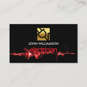Luminous Striking Red Lightning Electrical Repair Business Card