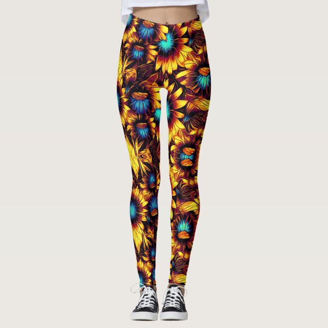 Luminous Sunflowers Leggings (Front)