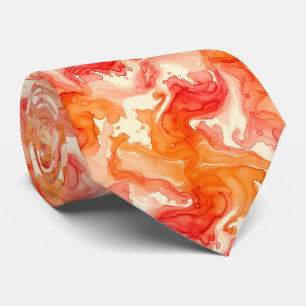 Luminous Sunset Glow Ink Wash Abstract Tie