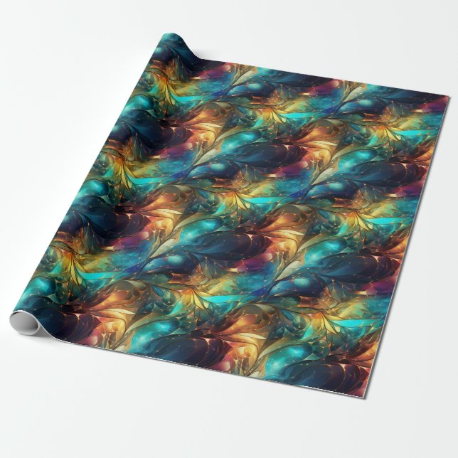 Luminous Threads: 3D Light Weave Design Wrapping Paper (Unrolled)