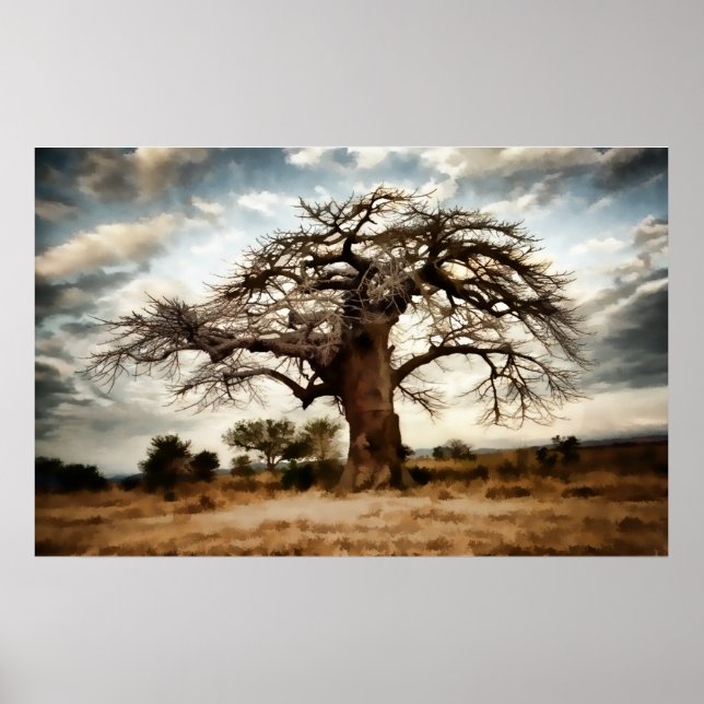 Luminous Tree and Sky on th Winter Prairie Poster (Front)
