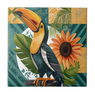 Luminous Tukan in tropical harmony Tile
