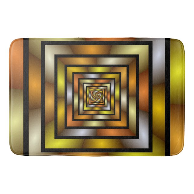Luminous Tunnel Colourful Trippy Fractal Graphic Bath Mat (Front)