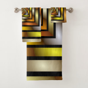 Luminous Tunnel Colourful Trippy Fractal Graphic Bath Towel Set