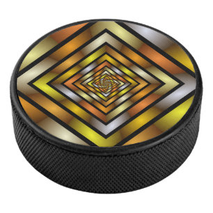 Luminous Tunnel Colourful Trippy Fractal Graphic Hockey Puck