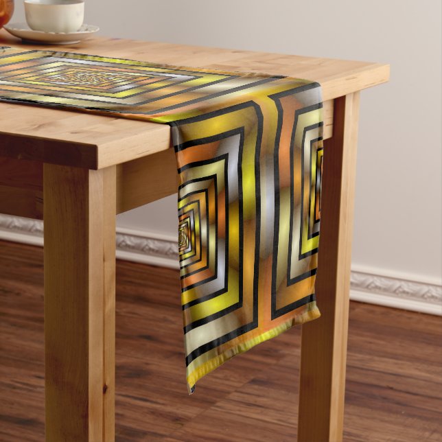 Luminous Tunnel Colourful Trippy Fractal Graphic Long Table Runner (In Situ)