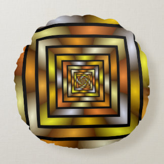 Luminous Tunnel Colourful Trippy Fractal Graphic Round Cushion