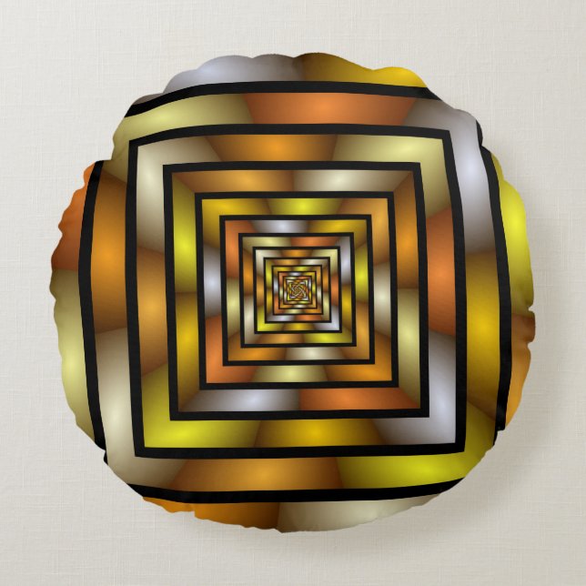 Luminous Tunnel Colourful Trippy Fractal Graphic Round Cushion (Front)