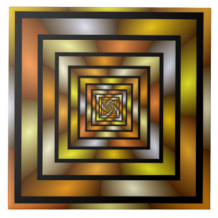 Luminous Tunnel Colourful Trippy Fractal Graphic Tile