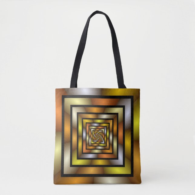 Luminous Tunnel Colourful Trippy Fractal Graphic Tote Bag (Front)