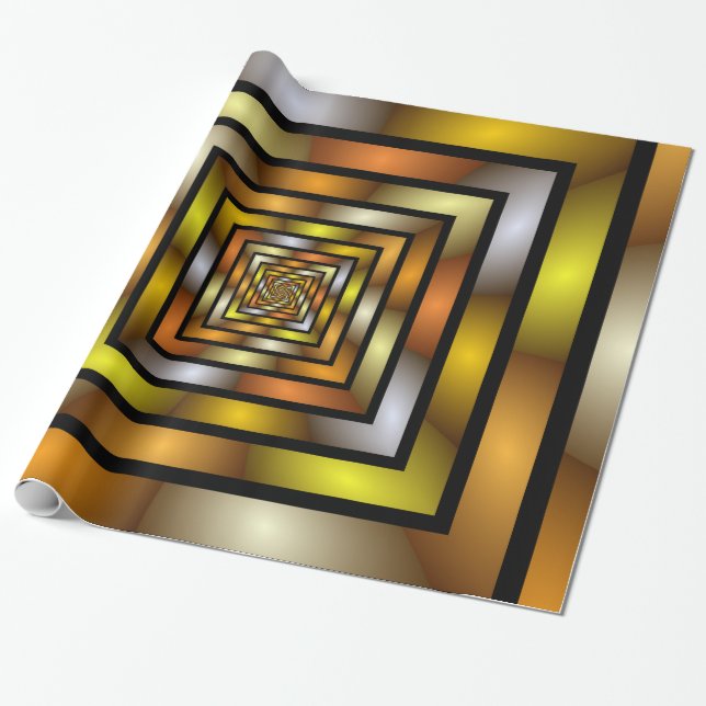 Luminous Tunnel Colourful Trippy Fractal Graphic Wrapping Paper (Unrolled)
