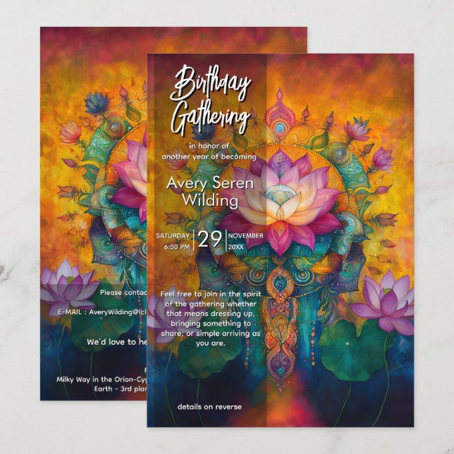 Luminous Unfolding | Lotus Flower Design Invitation (Front/Back)