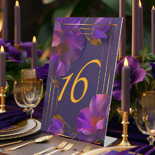 Luminous Violets Purple Wedding Table Number  Pedestal Sign