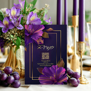 Luminous Violets QR Code RSVP Card