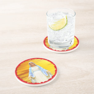 Luminous Virgin Mary with Roses Coaster