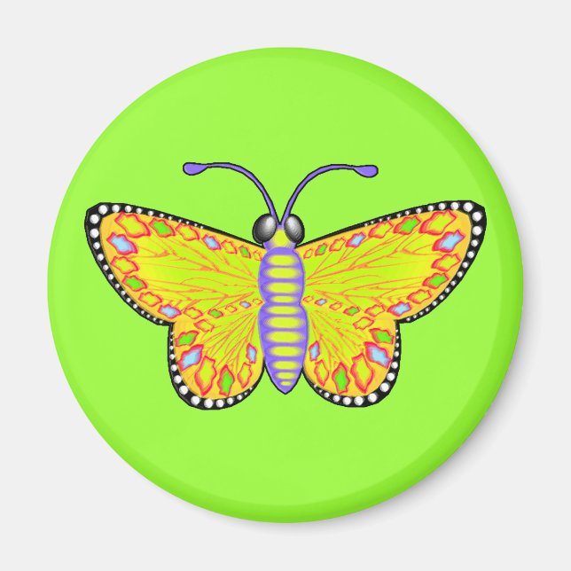 Luminous Yellow Butterfly Magnet (Front)