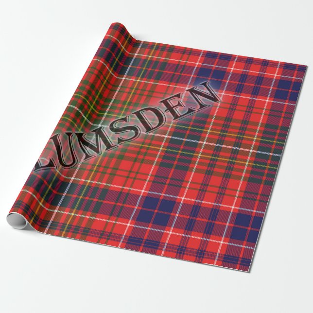 Lumsden Tartan with the Last Name Wrapping Paper (Unrolled)