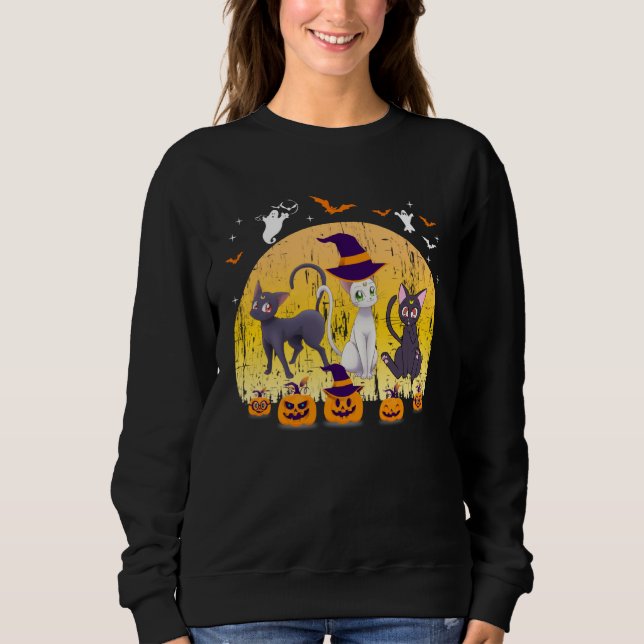 Luna Cat  Pumpkin Halloween Party trick or treater Sweatshirt (Front)