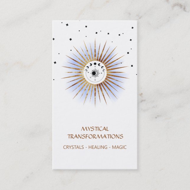 *~* Luna Celestial  Lunar Moon Magic Boho Light Business Card (Front)