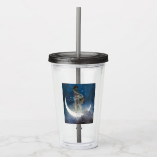Luna Goddess at Night Scattering Stars Acrylic Tumbler
