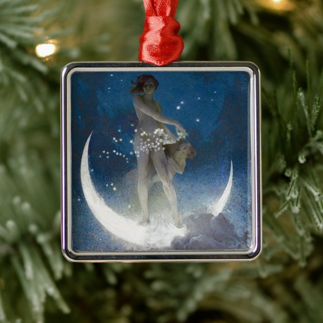 Luna Goddess at Night Scattering Stars Metal Tree Decoration (Tree)