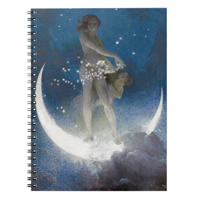 Luna Goddess at Night Scattering Stars Notebook (Front)