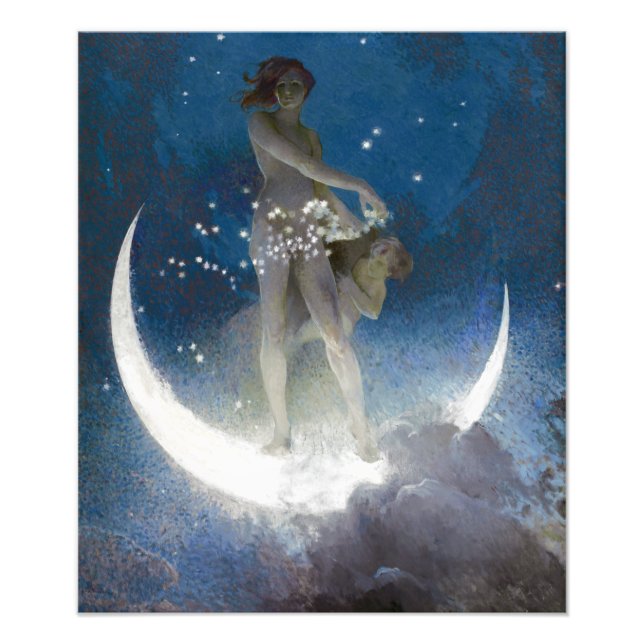 Luna Goddess at Night Scattering Stars Photo Print (Front)