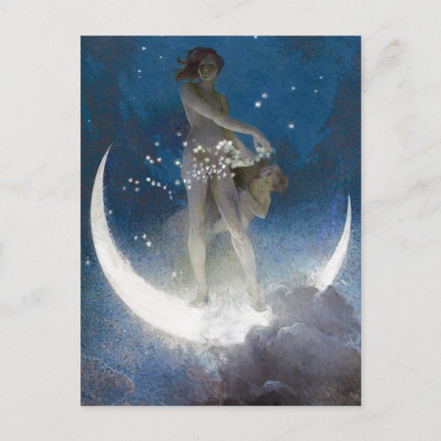 Luna Goddess at Night Scattering Stars Postcard (Front)