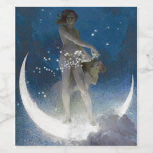 Luna Goddess at Night Scattering Stars Wine Label
