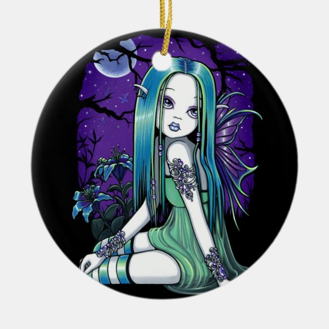 "Luna" Gothic Moon Lilly Fairy Art Ornaments (Front)