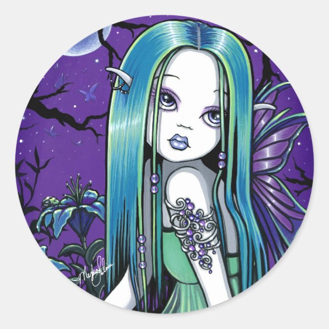 "Luna" Gothic Moon Lilly Fairy Art Stickers (Front)